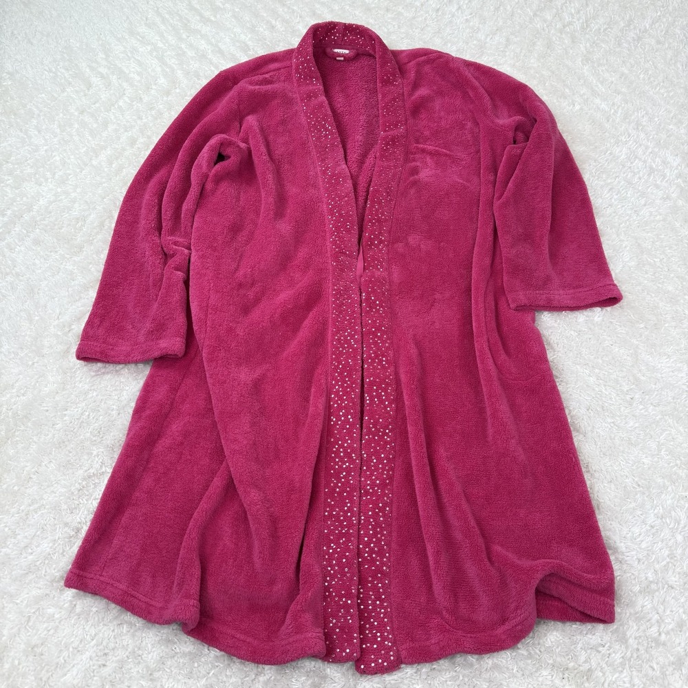 Ulta Beauty Robe Womens Large XL Plush Sequin Trim Bath Lounge Wrap Missing Belt